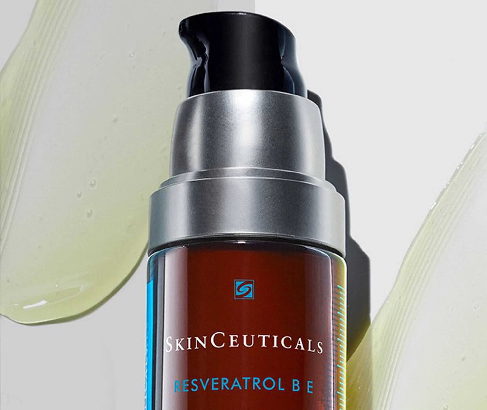 SkinCeuticals Resveratrol B E skincare serum bottle on a light background