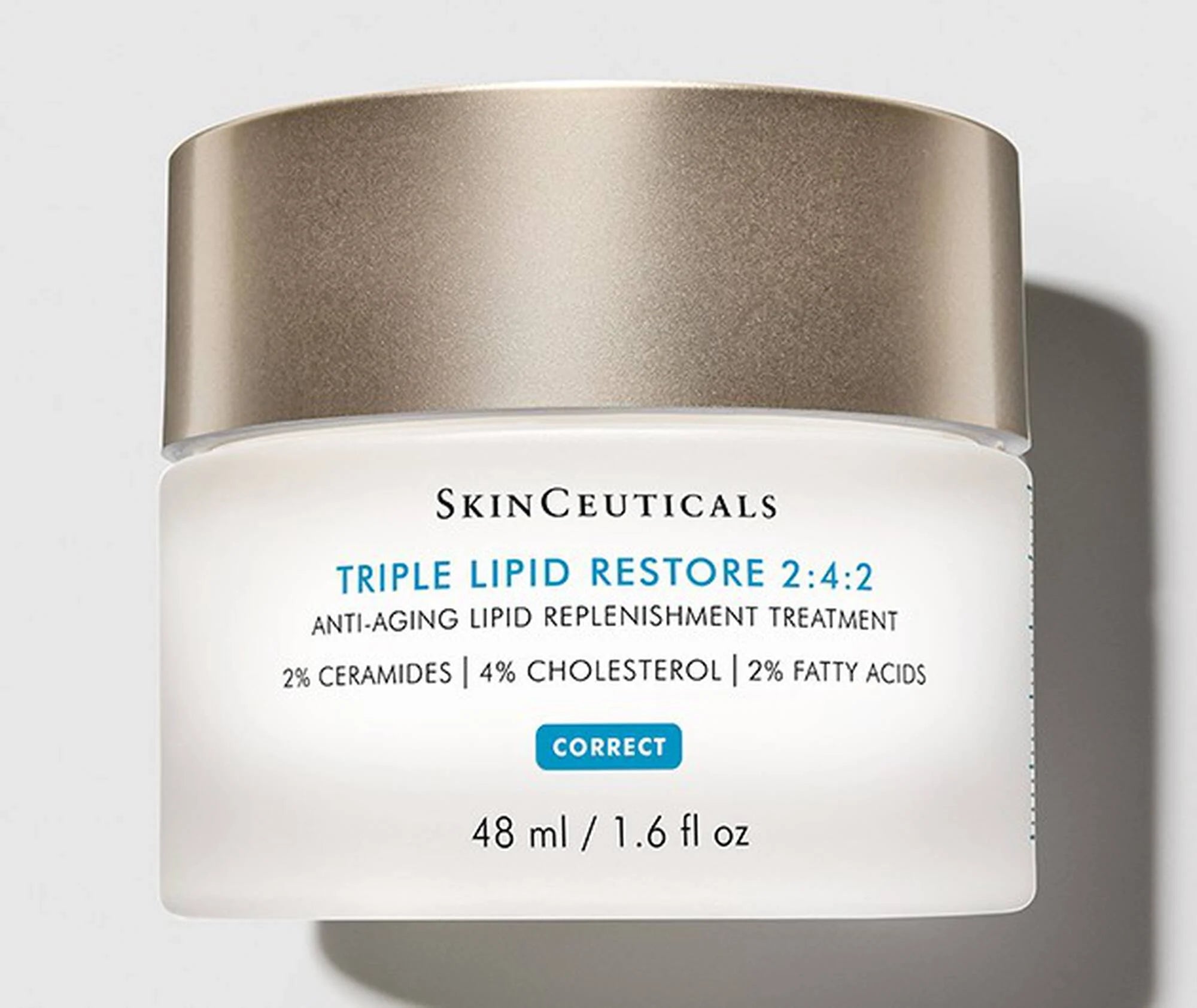 SkinCeuticals Triple Lipid Restore cream jar on a light gray background