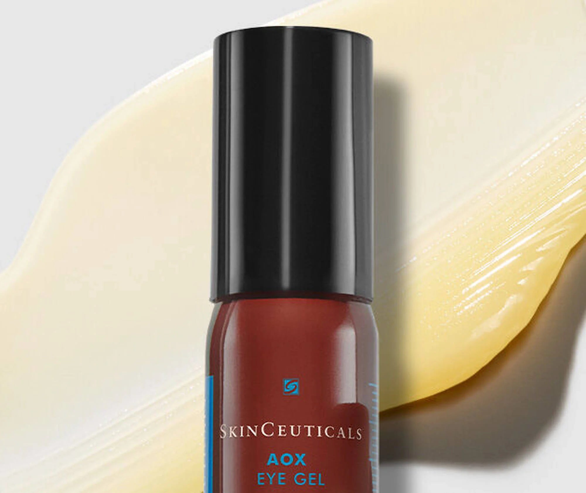 SkinCeuticals AOX Eye Gel bottle on a light background
