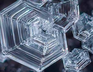 Close-up of a hexagonal ice crystal