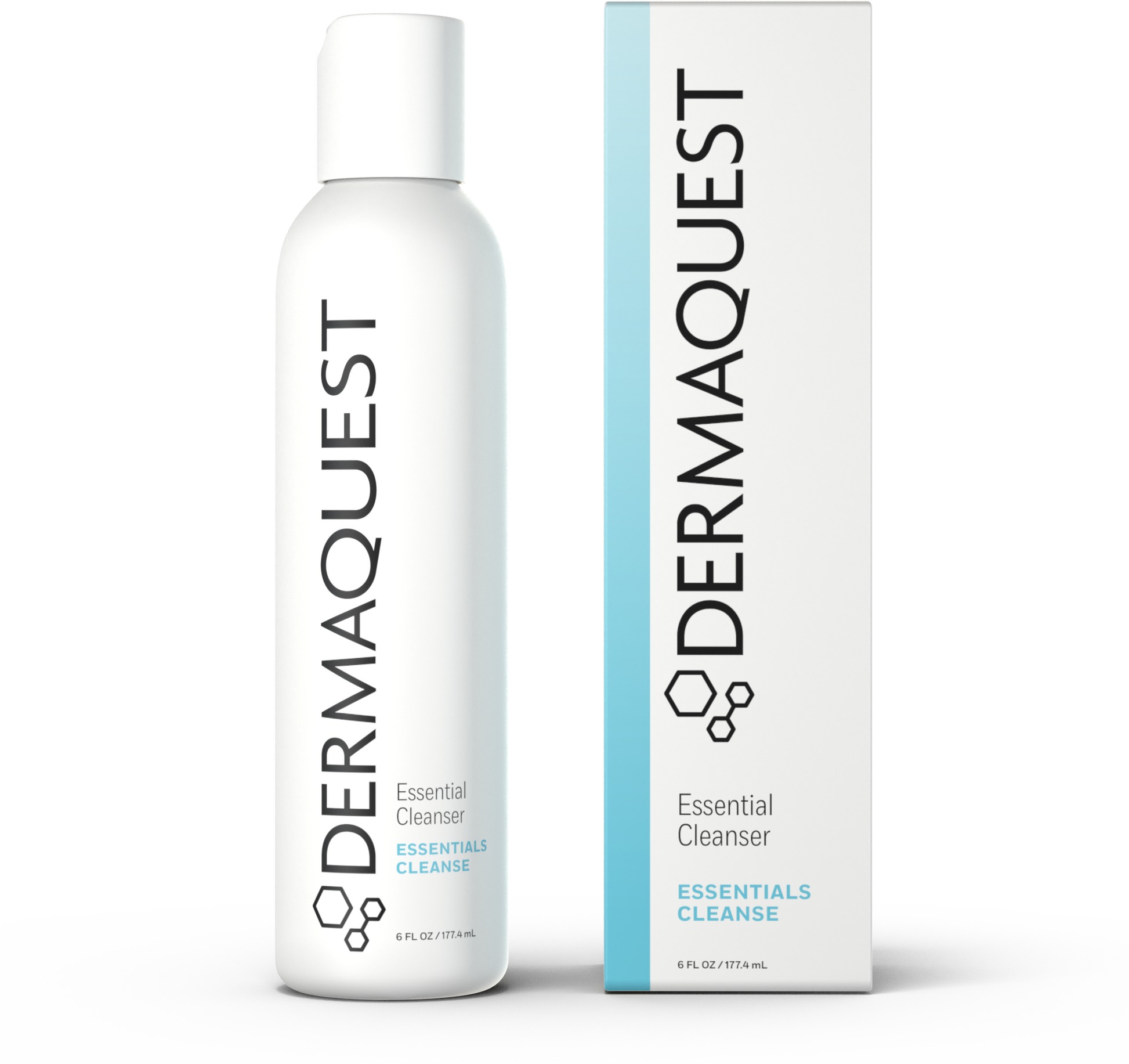 Dermaquest Essential Cleanser bottle and packaging on a white background