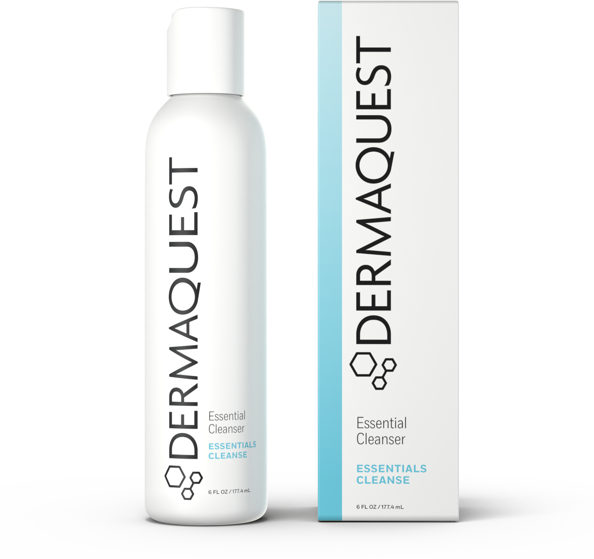 Dermaquest Essential Cleanser bottle and packaging on a white background