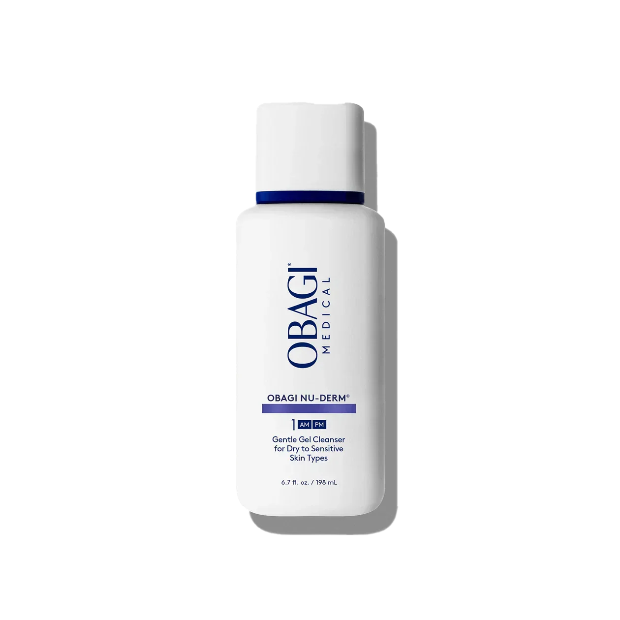 Obagi Nu-Derm Gentle Gel Cleanser bottle on a white background