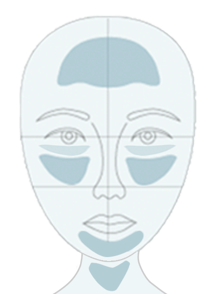 Outline of a face with blue accents on a white background