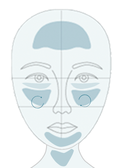 Outline of a face with blue accents on a white background