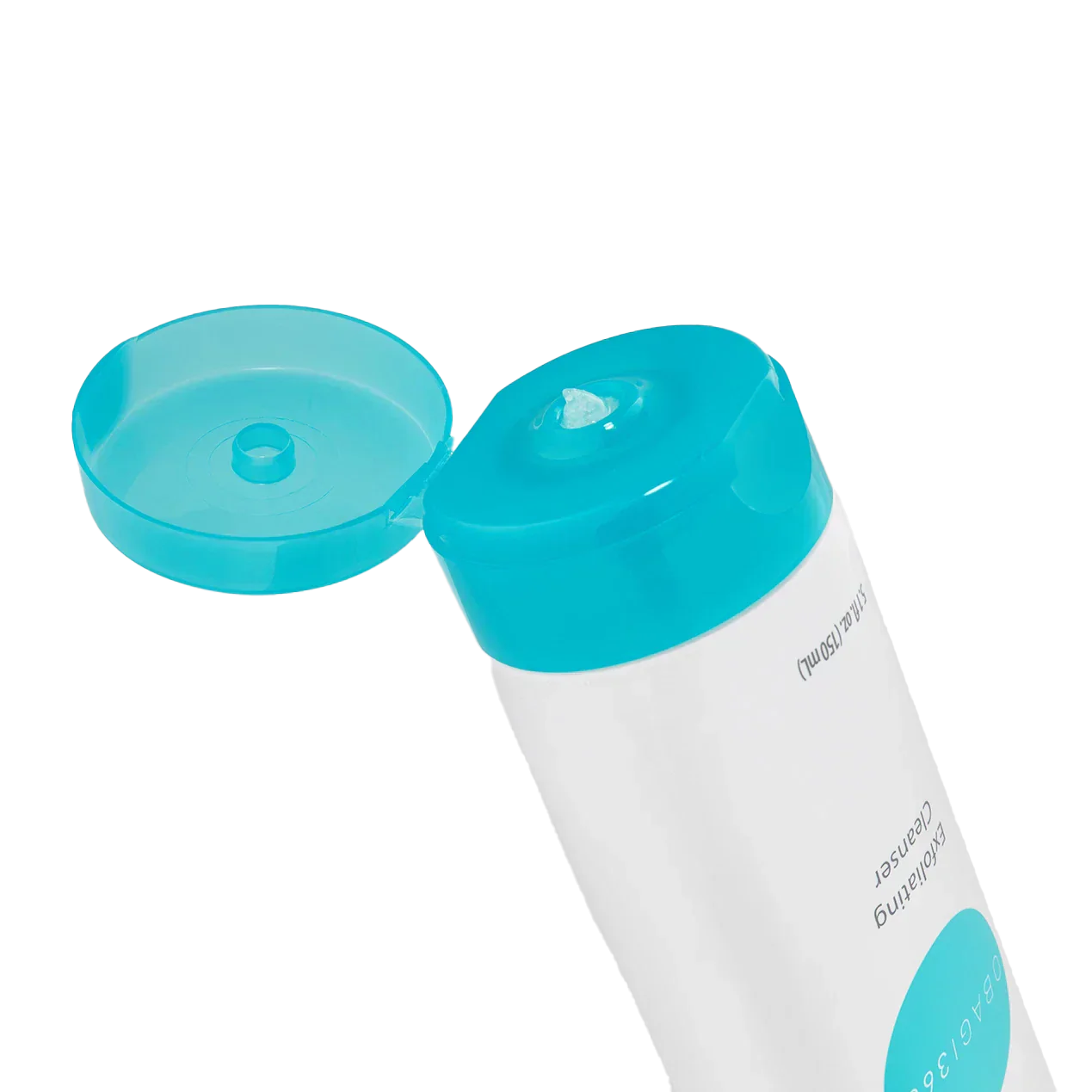 White tube with teal cap on a white background