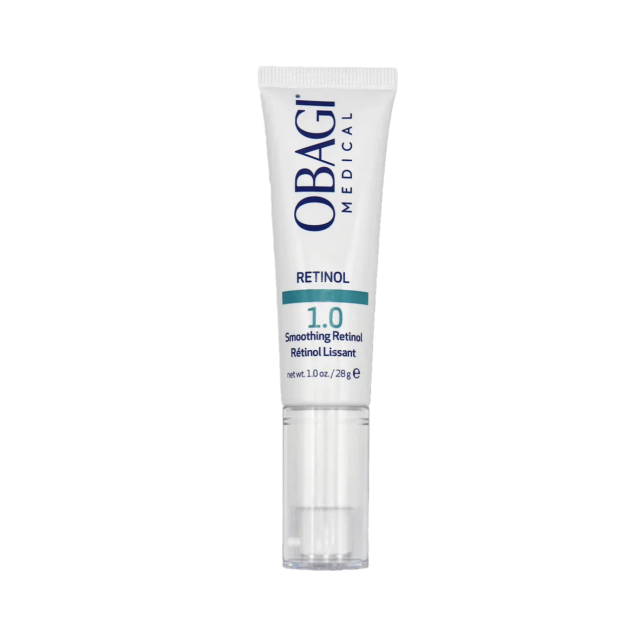 Obagi Medical Retinol 1.0 skincare tube on a white background