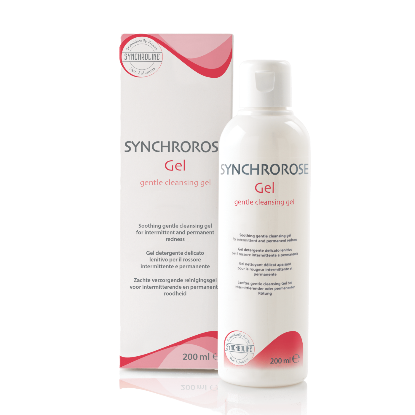 SYNCHROROSE Gel packaging and bottle on a white background