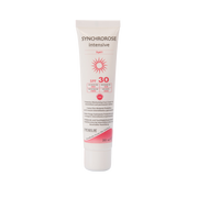 Tube of Synchrorose Intensive sunscreen with SPF 30 on a white background