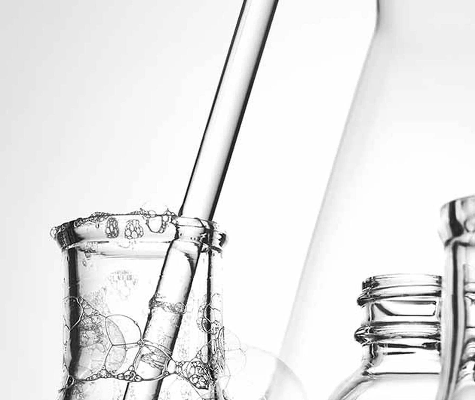 Clear glass drinkware on a white background