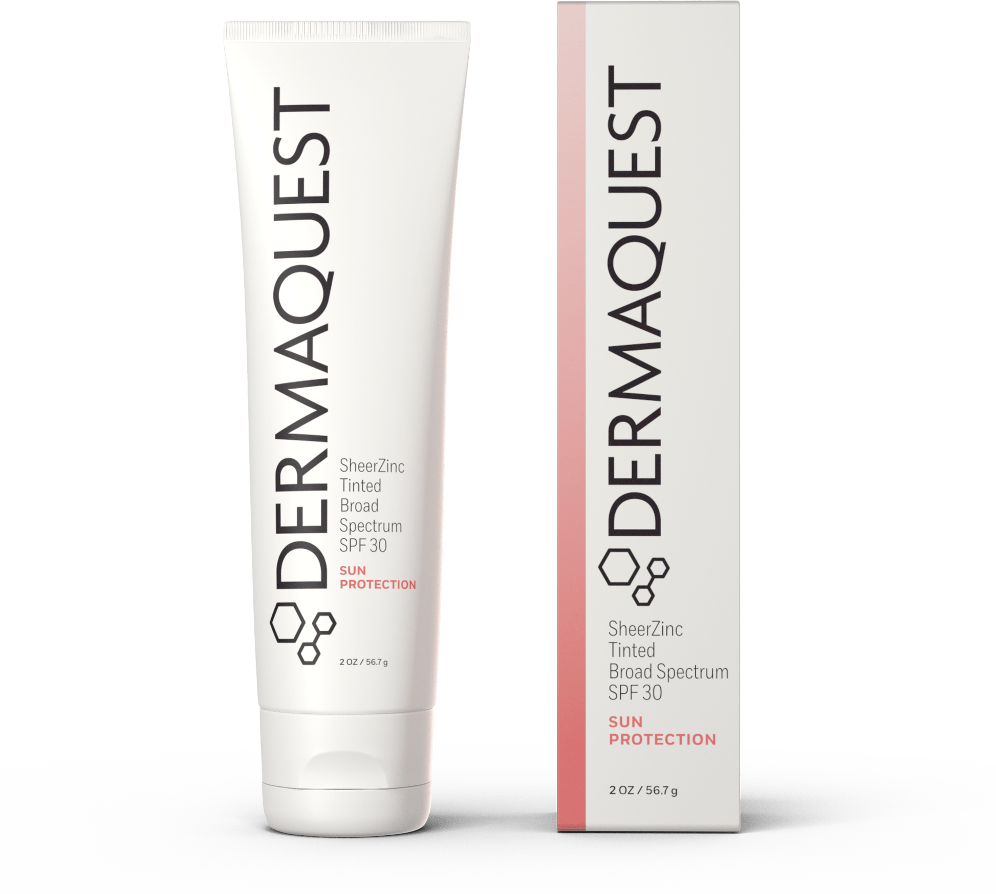DermaQuest SheerZinc Tinted Broad Spectrum SPF 30 tube with product box