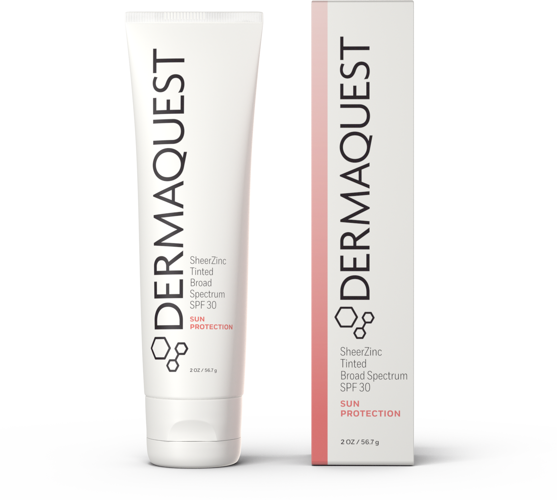 Dermaquest sunscreen tube and packaging on a white background