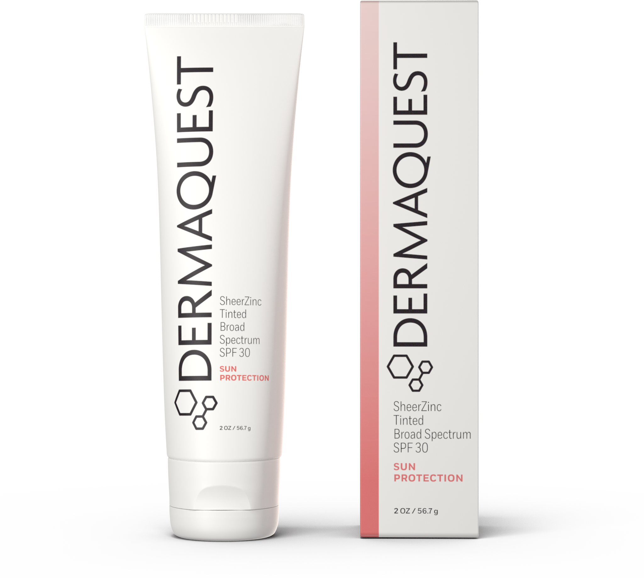 Dermaquest sunscreen tube and packaging on a white background