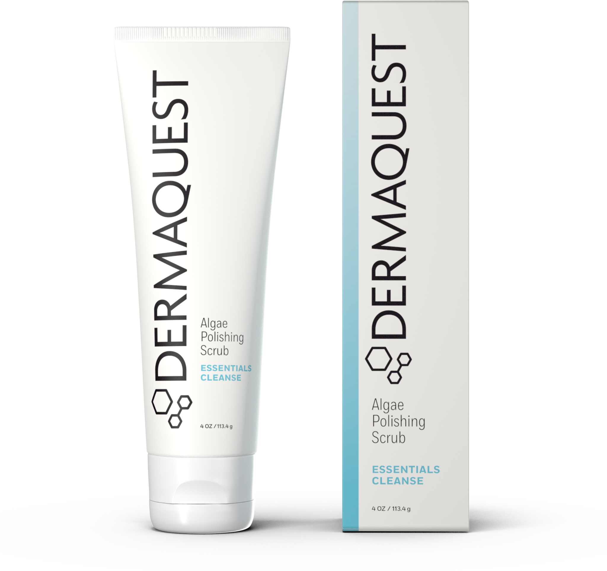 Dermaquest Algae Polishing Scrub tube and packaging on a white background