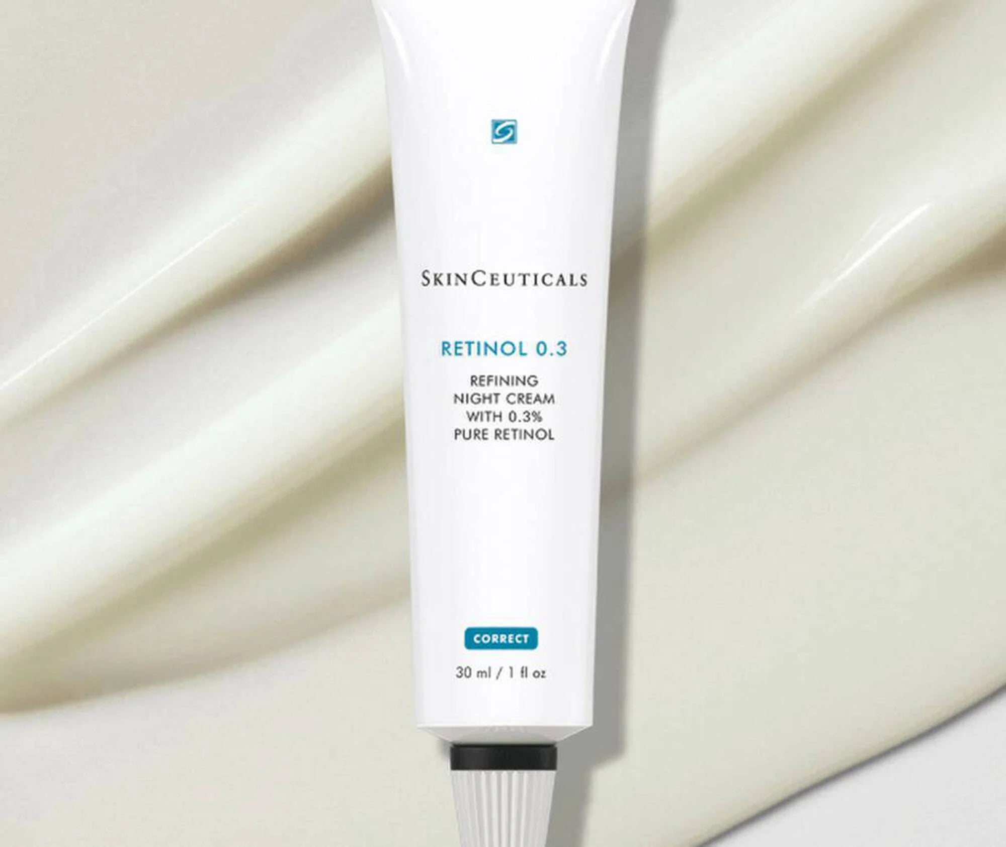 SkinCeuticals Retinol 0.3 cream tube on a neutral background