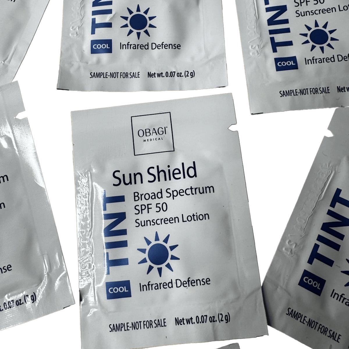 Obagi Sun Shield Sunscreen Lotion packets with SPF 50
