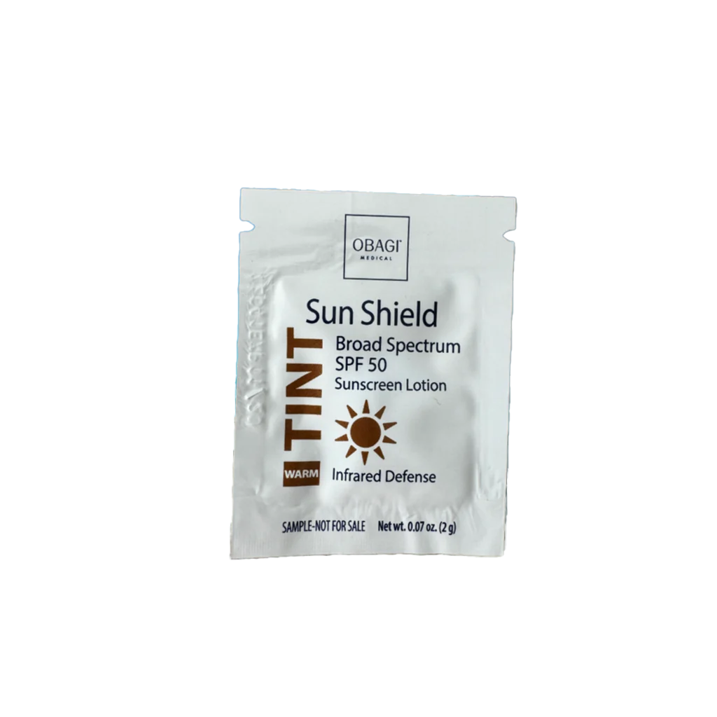 Obagi Sun Shield Tint Warm Broad Spectrum SPF 50 sunscreen lotion sample sachet
