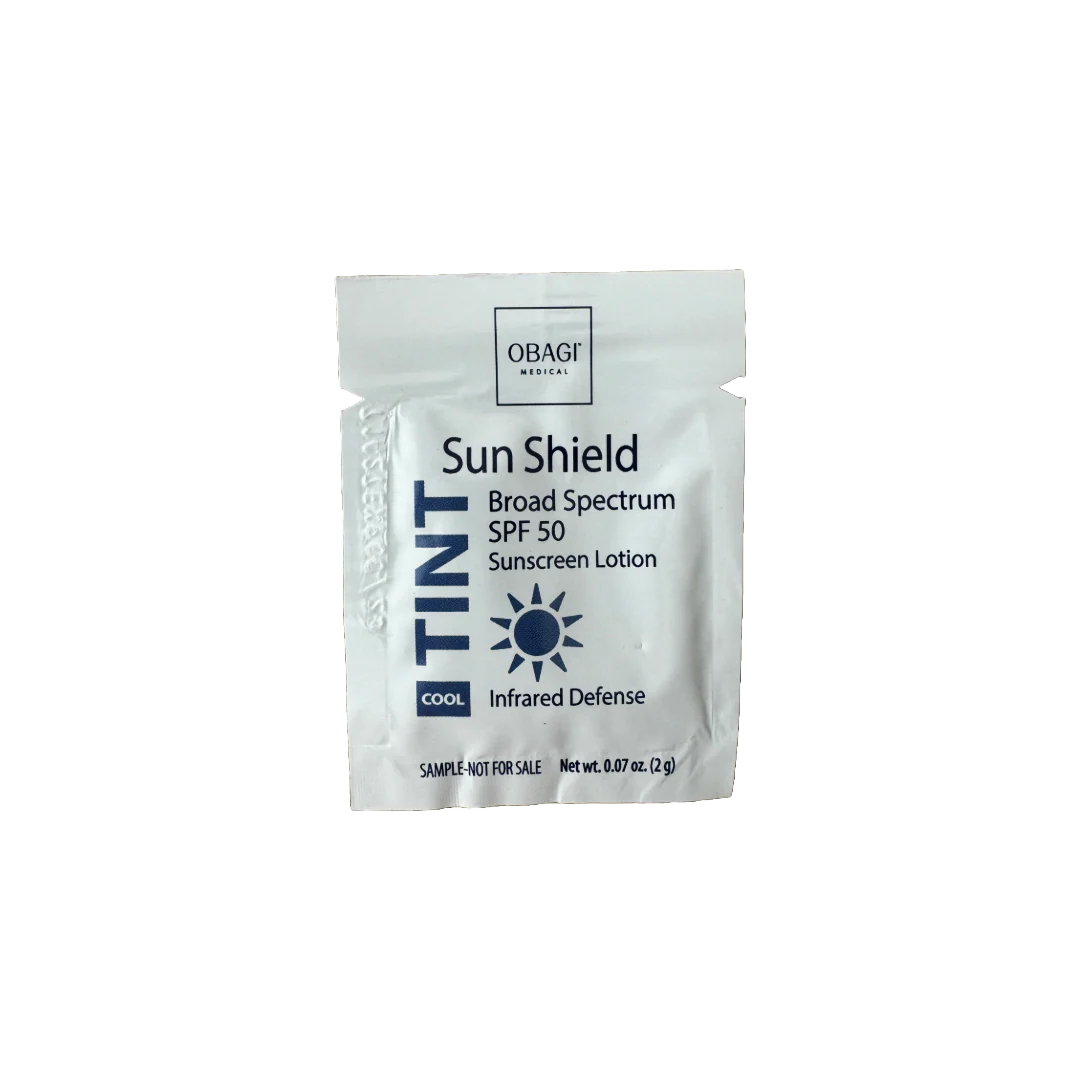 Obagi Sun Shield Tint Broad Spectrum SPF 50 sunscreen lotion sample sachet